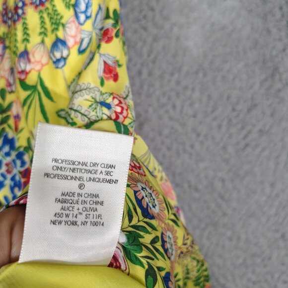 Alice + Olivia Maxi Dress Women 10 Yellow Multi Floral Side Slit Spaghetti Strap - Picture 7 of 14